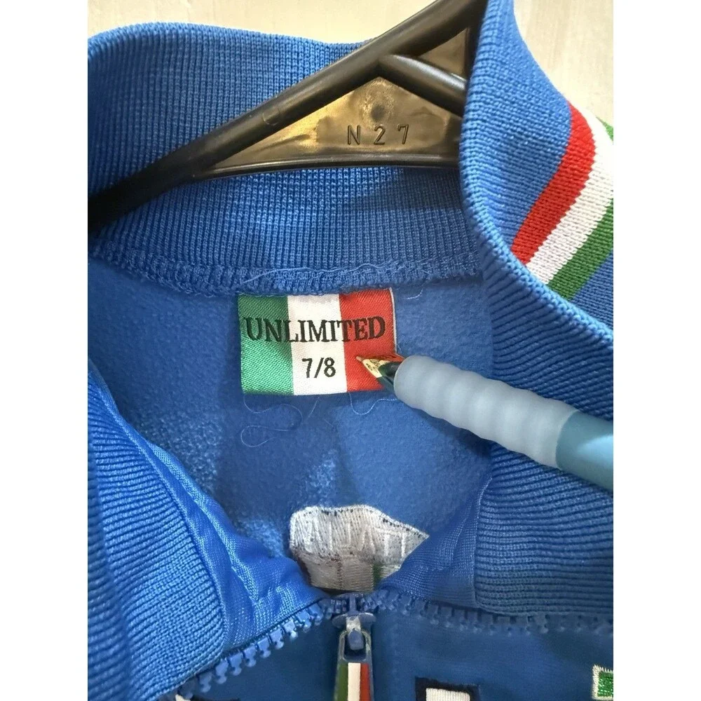Vintage Italia Soccer Unlimited Full-Zip Jacket Size Youth 7/8 Blue Kids Sports